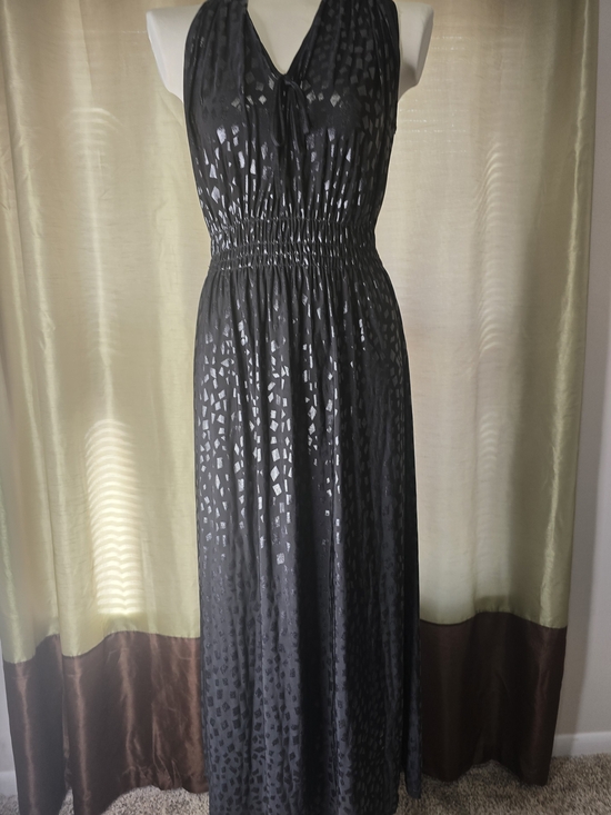 Ace Fashion Dresses & Skirts - Sleeveless Black Metallic-Accent Maxi Dress with Smocked Waist